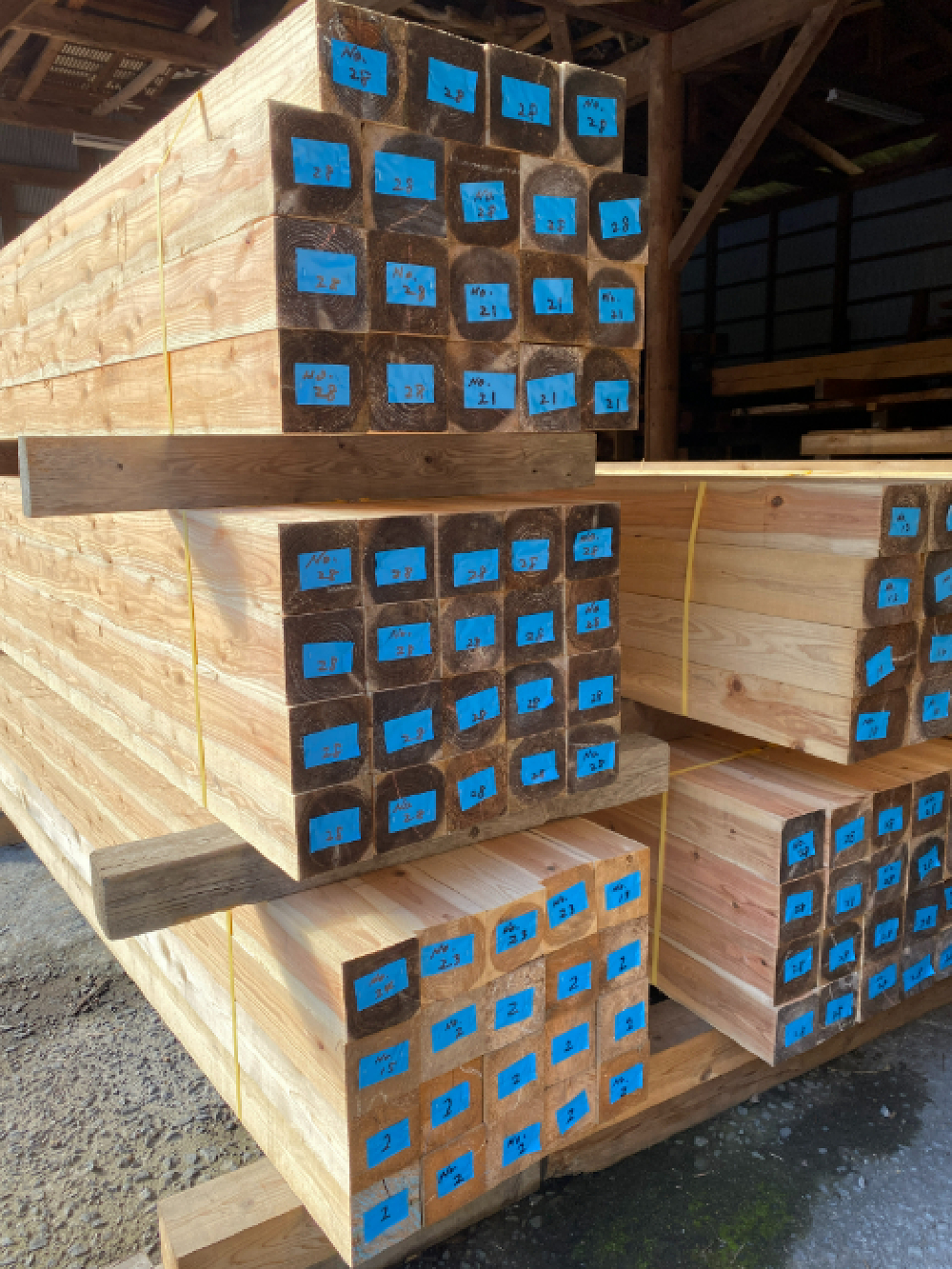 天然乾燥の主要構造材