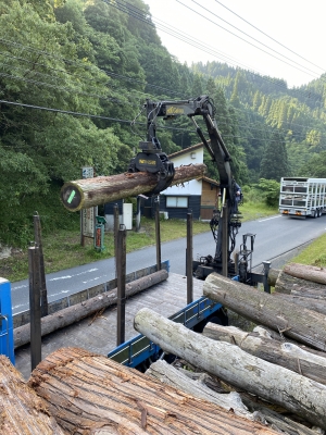 原木丸太の積み込み